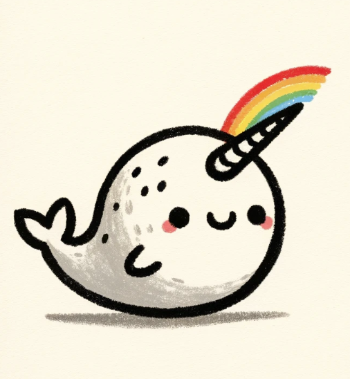 40 Creative Drawing Ideas for When You're Bored 9 A happy narwhal with a rainbow horn