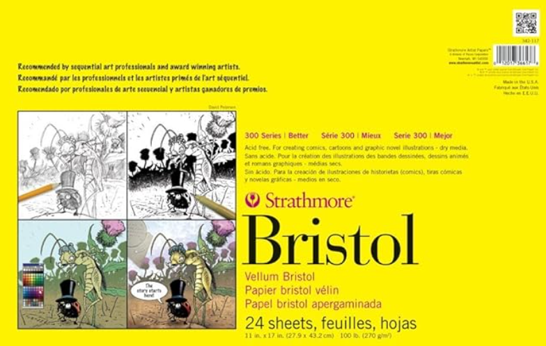 An Artists Guide To The Best Paper For Dip Pens 1 Strathmore 300 Series Bristol Paper Pad, Vellum, Tape Bound, 11x17 inches, 24 Sheets