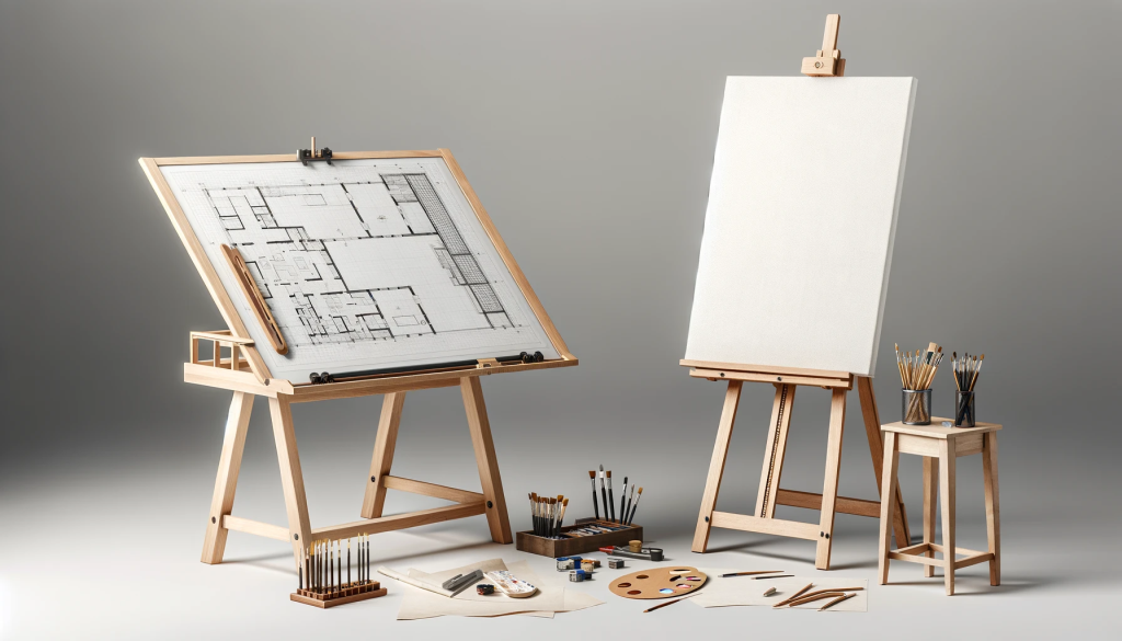 A Drafting Table Or Easel? What's Best For Artists 1 a drafting table on the left and an easel on the right