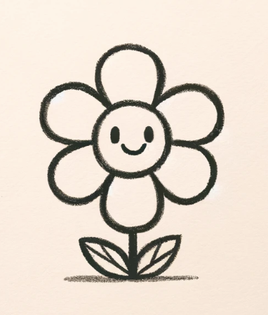 63 Easy Drawing Ideas for Beginner Artists To Draw In Pencil 1 simple drawing of a flower with a smiling face.