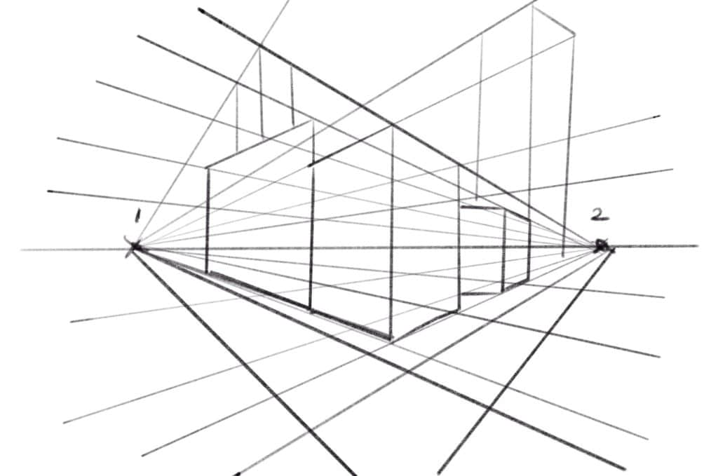 Mastering 2 Point Perspective Drawing: Easy To Draw Ideas 4 2 point perspective sample city scape buildings