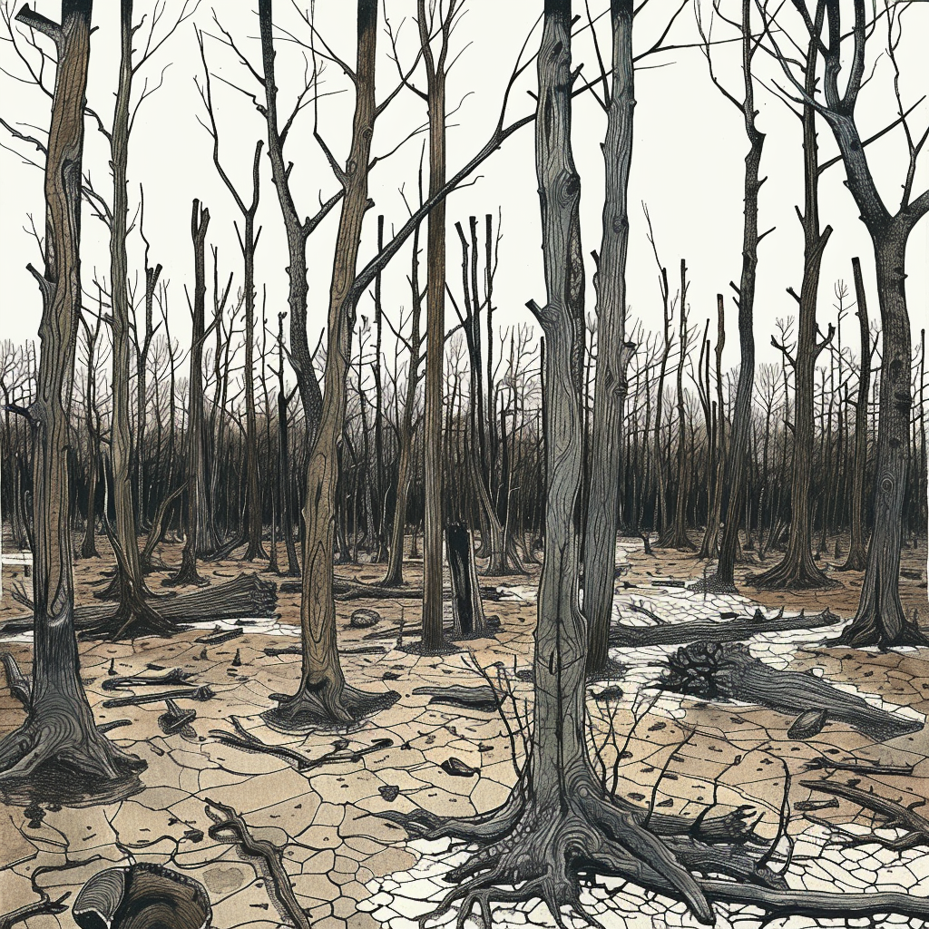 52 Healing Broken Drawing Ideas to Mend a Heart 47 A Burnt Forest With New Life Sprouting