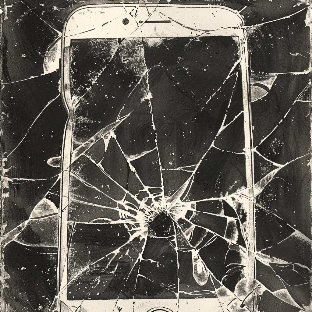 52 Healing Broken Drawing Ideas to Mend a Heart 49 A Cracked Smartphone Screen