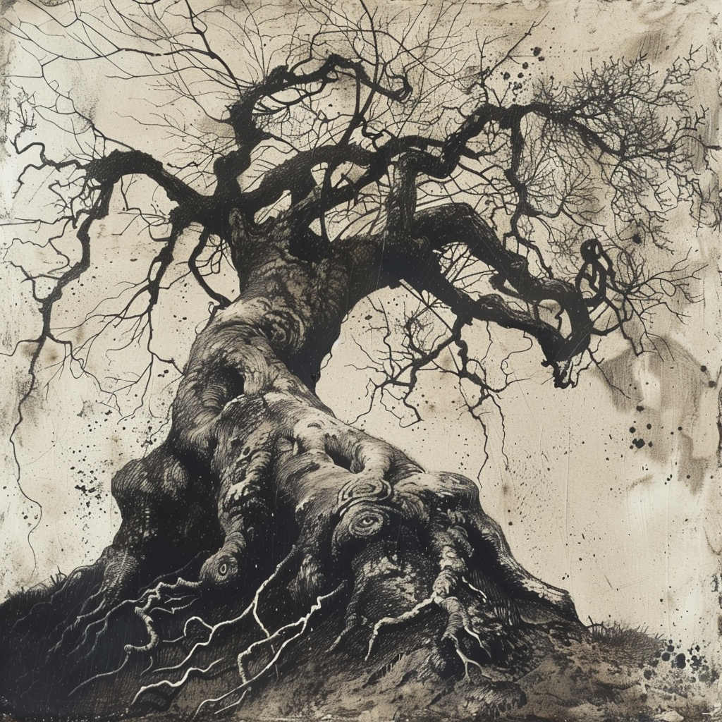 52 Healing Broken Drawing Ideas to Mend a Heart 39 A Decaying Tree With Roots Exposed