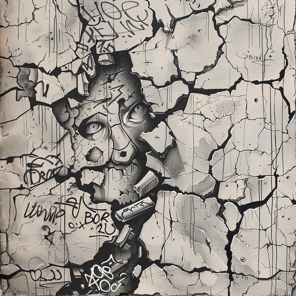 52 Healing Broken Drawing Ideas to Mend a Heart 41 A Graffiti-Covered Wall Peeling Away