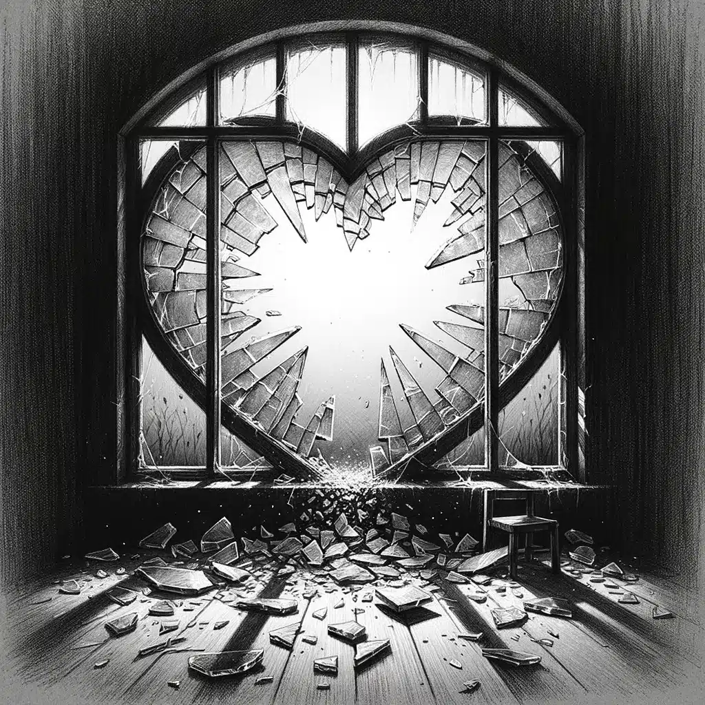 52 Healing Broken Drawing Ideas to Mend a Heart 10 A Heart Shaped Window Made of Glass, Shattered into Pieces