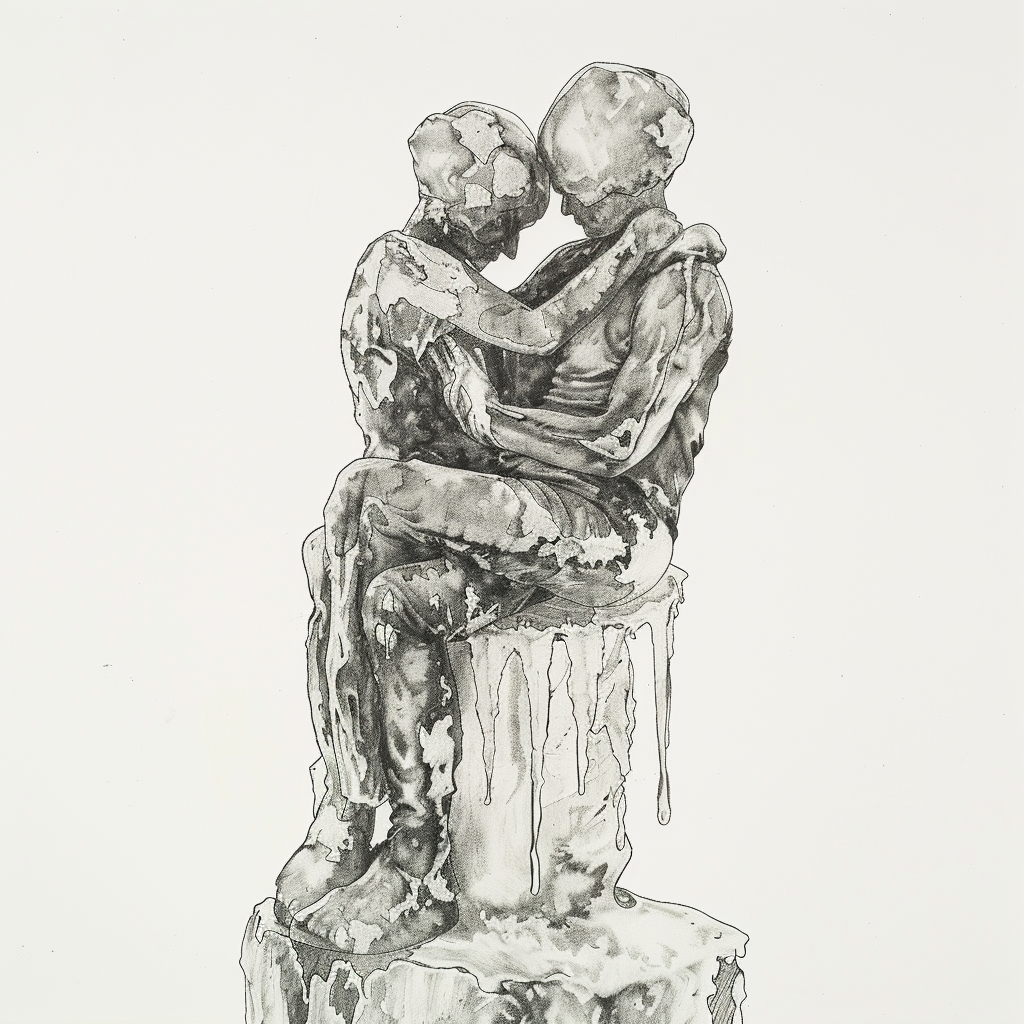 52 Healing Broken Drawing Ideas to Mend a Heart 40 A Melting Ice Sculpture of Lovers