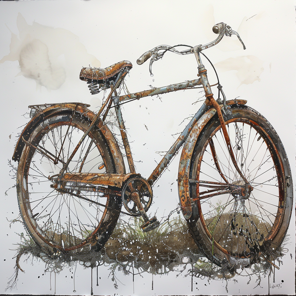 52 Healing Broken Drawing Ideas to Mend a Heart 30 A Rusted, Forgotten Bicycle