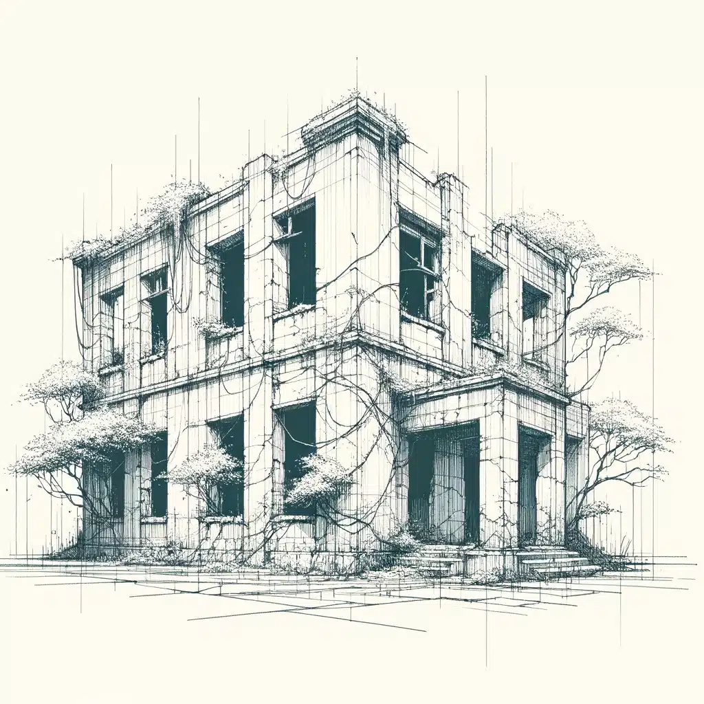52 Healing Broken Drawing Ideas to Mend a Heart 25 An Abandoned Building Reclaimed by Nature