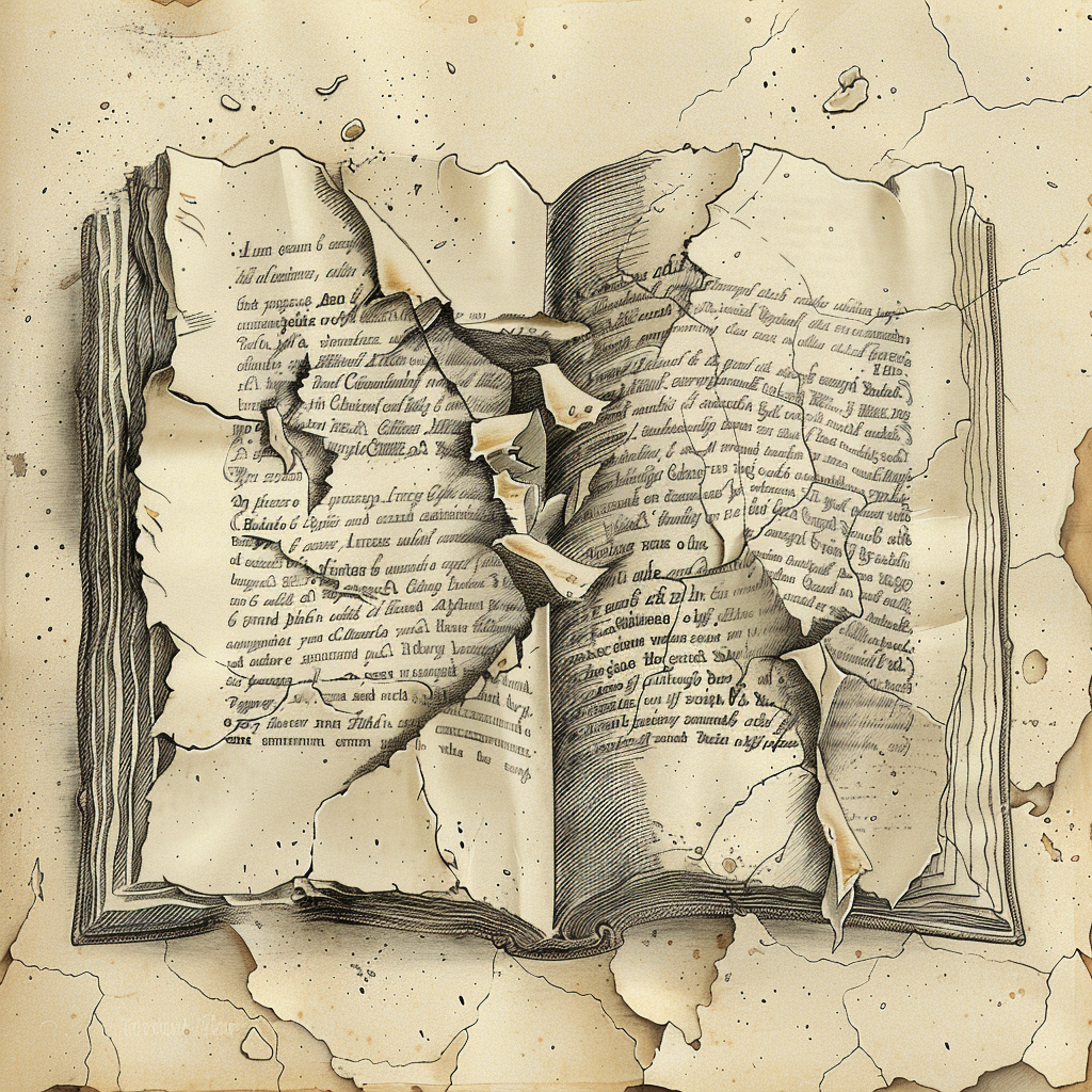 52 Healing Broken Drawing Ideas to Mend a Heart 32 An Ancient Book With Pages Torn and Scattered