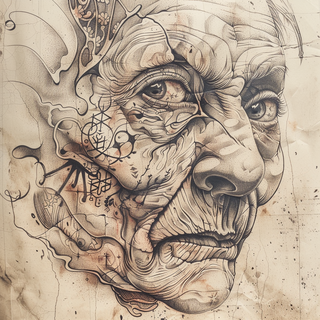 52 Healing Broken Drawing Ideas to Mend a Heart 42 An Old, Faded Tattoo on Wrinkled Skin