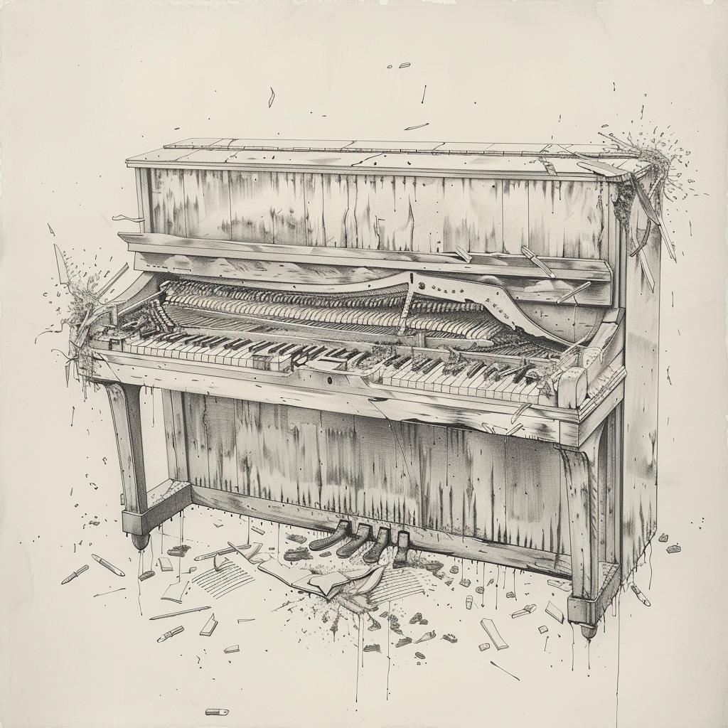 52 Healing Broken Drawing Ideas to Mend a Heart 48 An Old, Unplayed Piano With Broken Keys