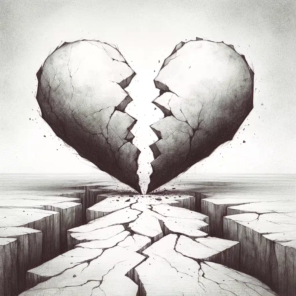 52 Healing Broken Drawing Ideas to Mend a Heart 11 Two Halves of a Heart, Separated by a Vast, Empty Space