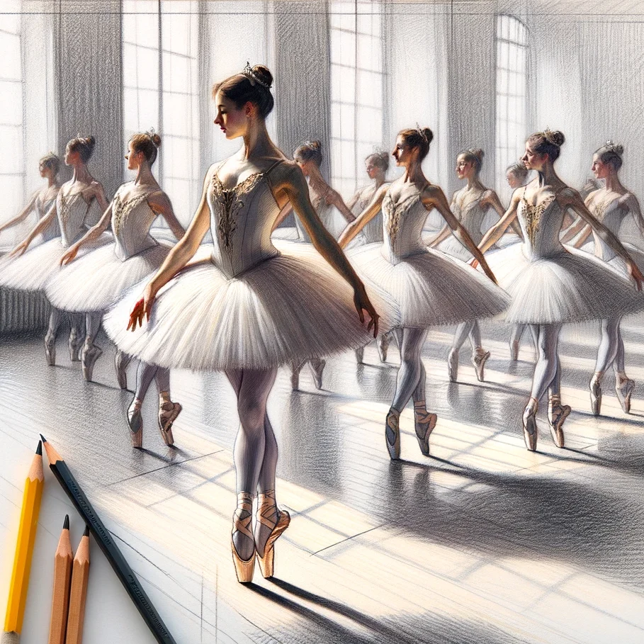 Mastering 2 Point Perspective Drawing: Easy To Draw Ideas 17 Inspired by Degas - drawing of Ballerinas in 2 point perspective
