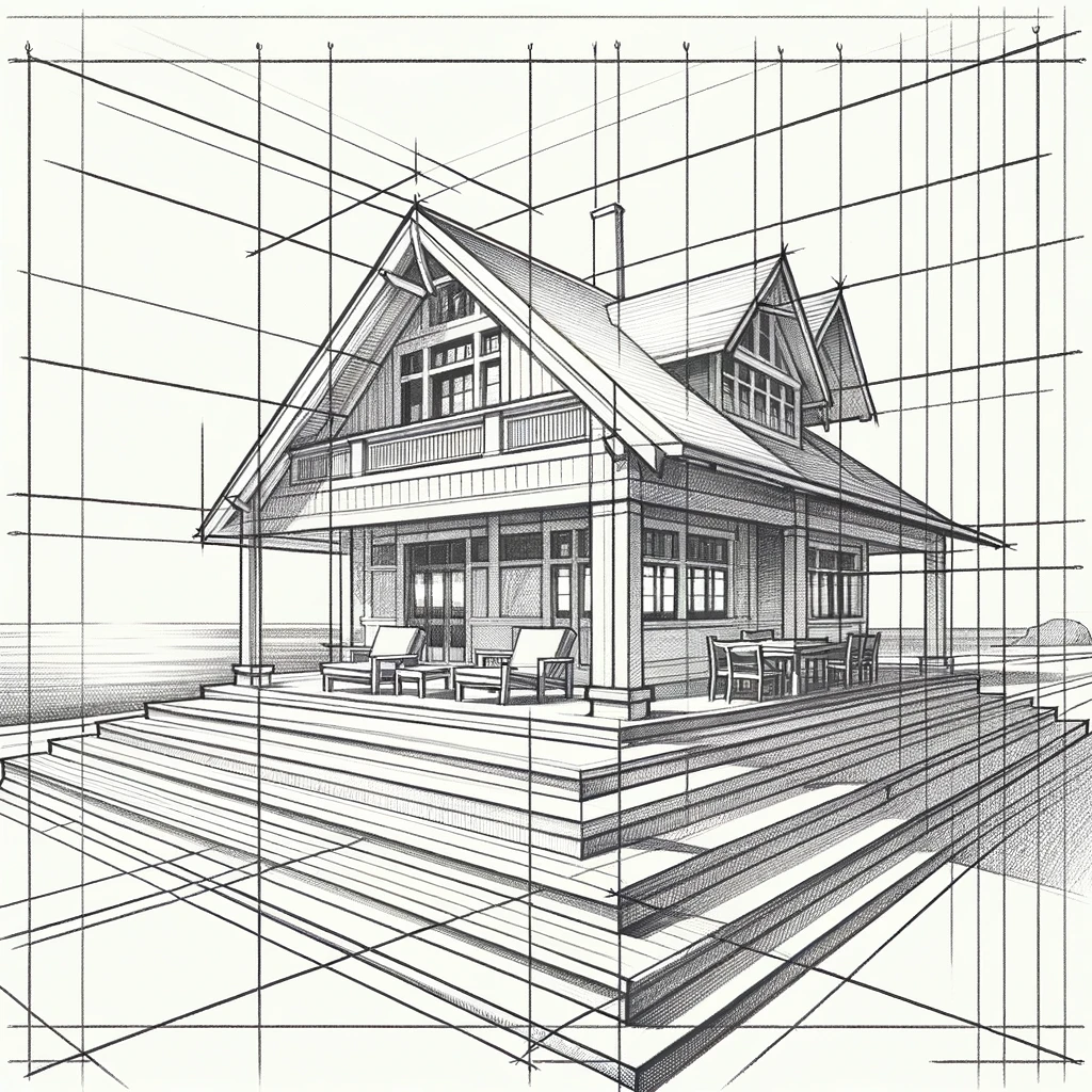 Mastering 2 Point Perspective Drawing: Easy To Draw Ideas 10 beach house using 2 point perspective