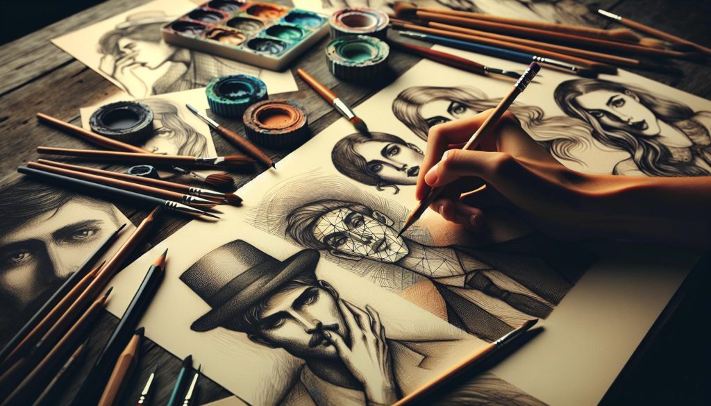 Find Your Own Drawing Style: Tips For New Artists 2 an artist drawing portraits using various drawing styles