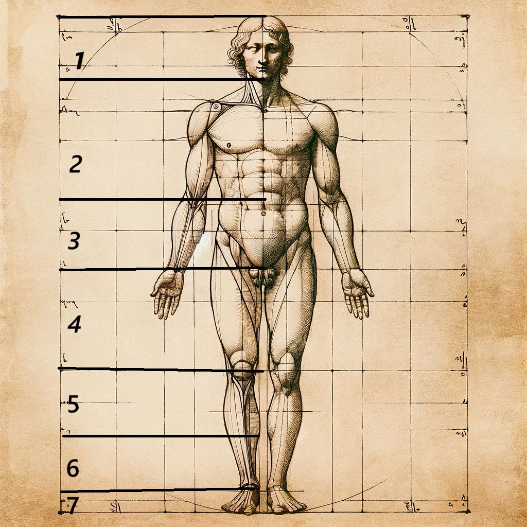 A Guide To Human Figure Drawing: Techniques, Challenges, and Practice Tips 6 8 sections of human body for drawing proportions