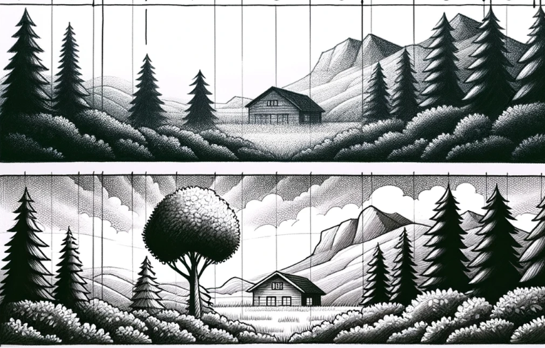 How To Create Realistic Depth to Your Drawings: Easy Ways 5 using scale showing how objects that are further away are smaller