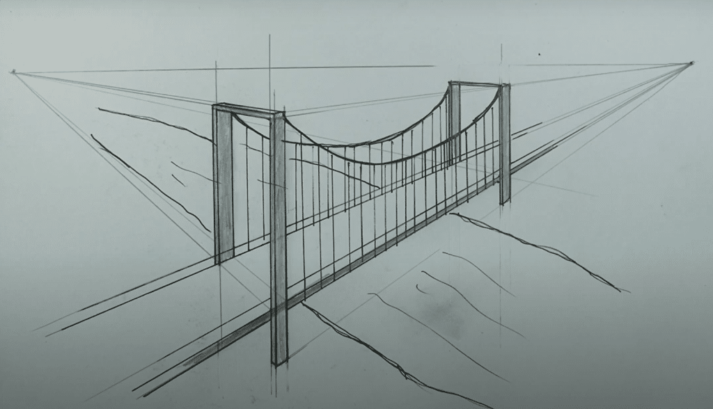 Mastering 2 Point Perspective Drawing: Easy To Draw Ideas 11 2 Point Perspective Bridge Drawing - https://www.youtube.com/watch?app=desktop&v=oonjyXRb8rA