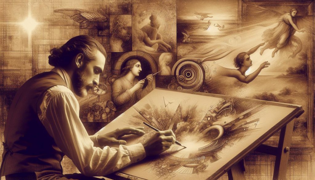How to Come Up With Fresh Drawing Ideas: Easy Art Tips 3 man at desk generating drawing ideas