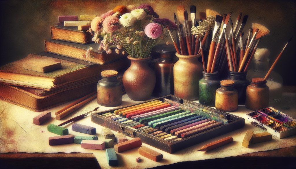 oil pastels and watercolor paints being used together