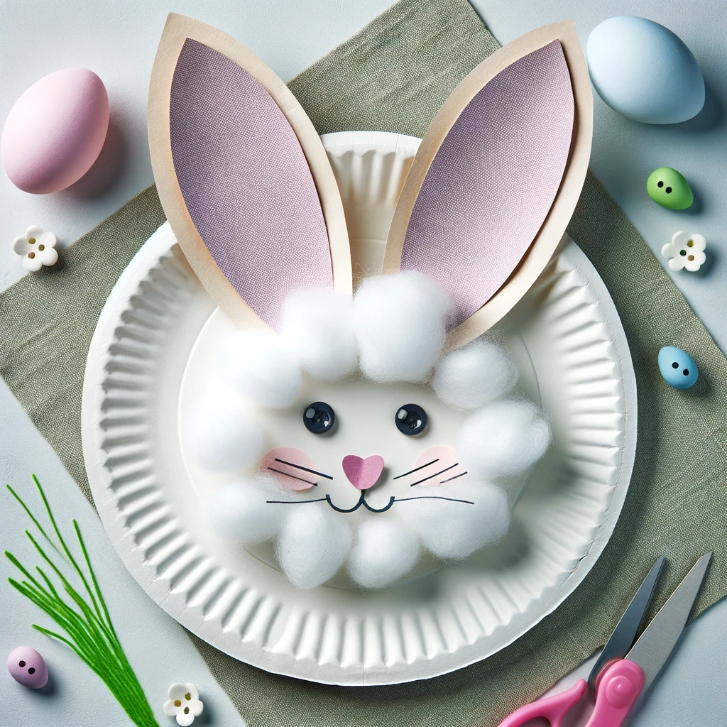 21 Easy Easter Art Projects for Kids: Boost Creativity & Make Memories 5 Paper Plate Easter Bunny with cotton balls and cut out ears