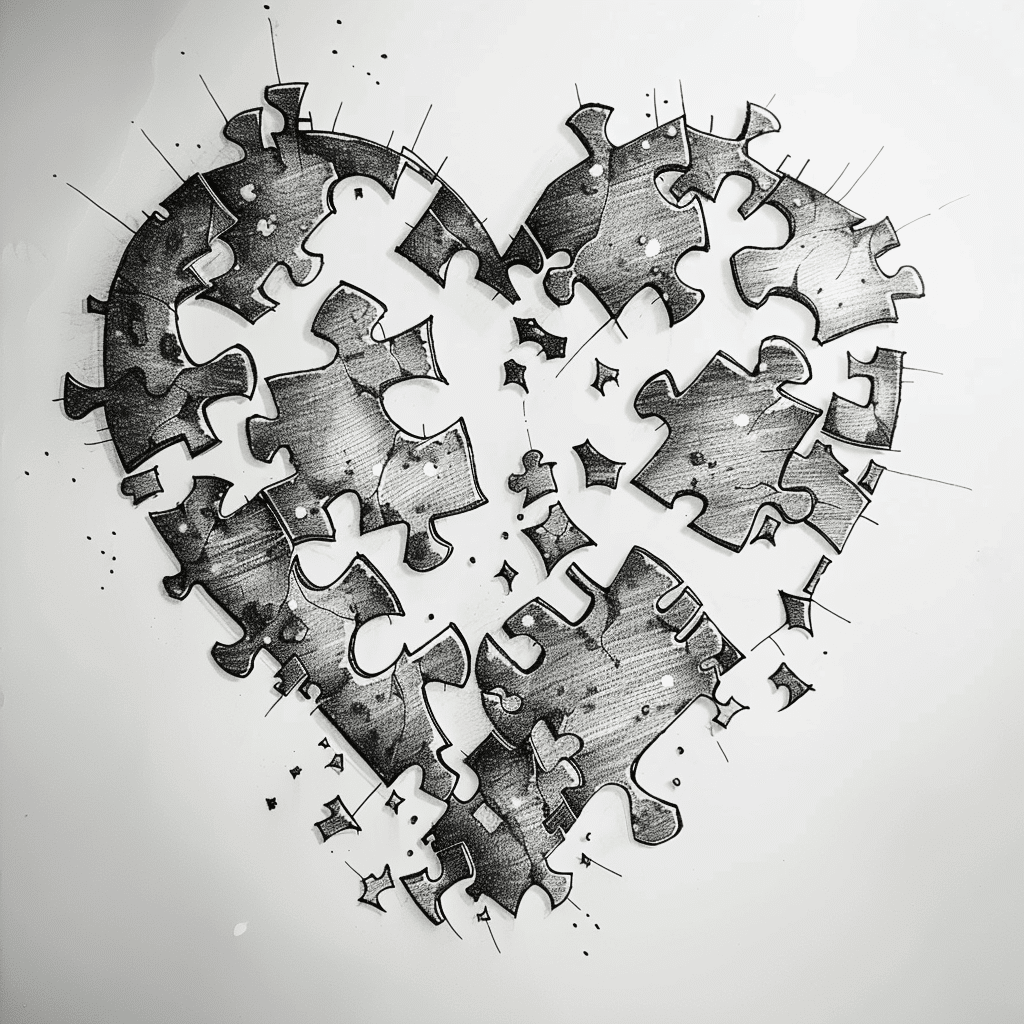 Easy Love Drawing Ideas: From Hearts to Romantic Arts 13 interlocking heart puzzle drawing
