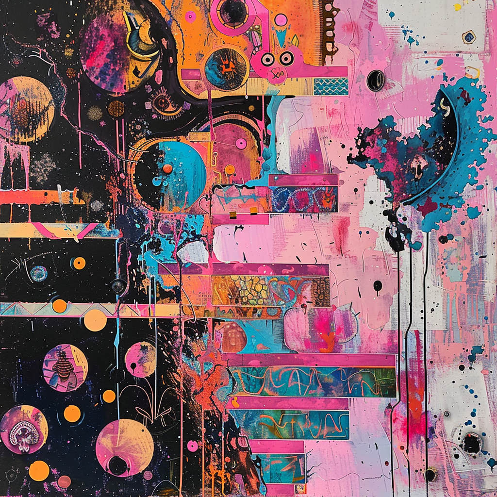 15 Easy Y2K Painting Ideas That Wow: Get Creative 4 Using a mixture of collage and acrylic drip painting techniques this y2k aesthetic painting idea dares to think of a longer term future where we leave Earth to explore the outer regions of space.