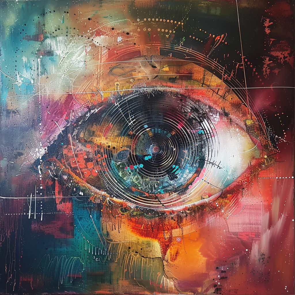 15 Easy Y2K Painting Ideas That Wow: Get Creative 2 Inspired by the old song Eye in The Sky this painting draws on the fears over y2k encroaching on our personal lives using technology such as CCTV cameras.