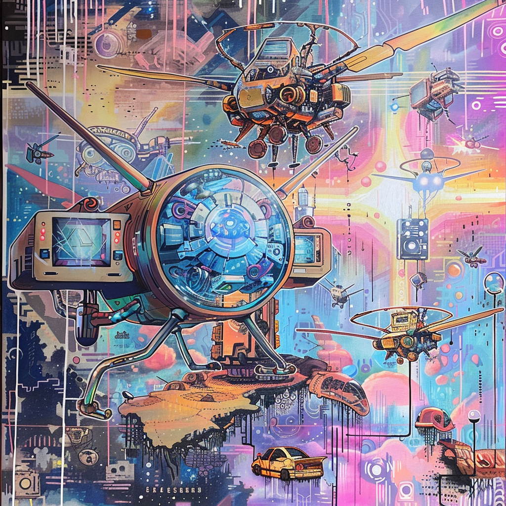 15 Easy Y2K Painting Ideas That Wow: Get Creative 9 We all thought we would have flying cars by y2k but we got more drones. This artwork focuses on the shift from the more innocent 90's to the Y2K.
