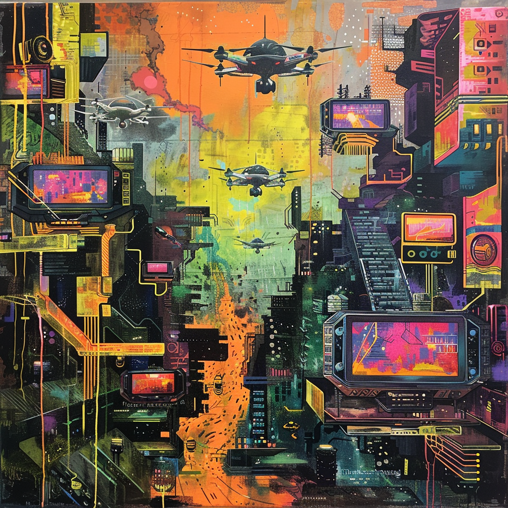 15 Easy Y2K Painting Ideas That Wow: Get Creative 6 The merging of technology and war machines plus camera technology everywhere means we lost some of our autonomy.
