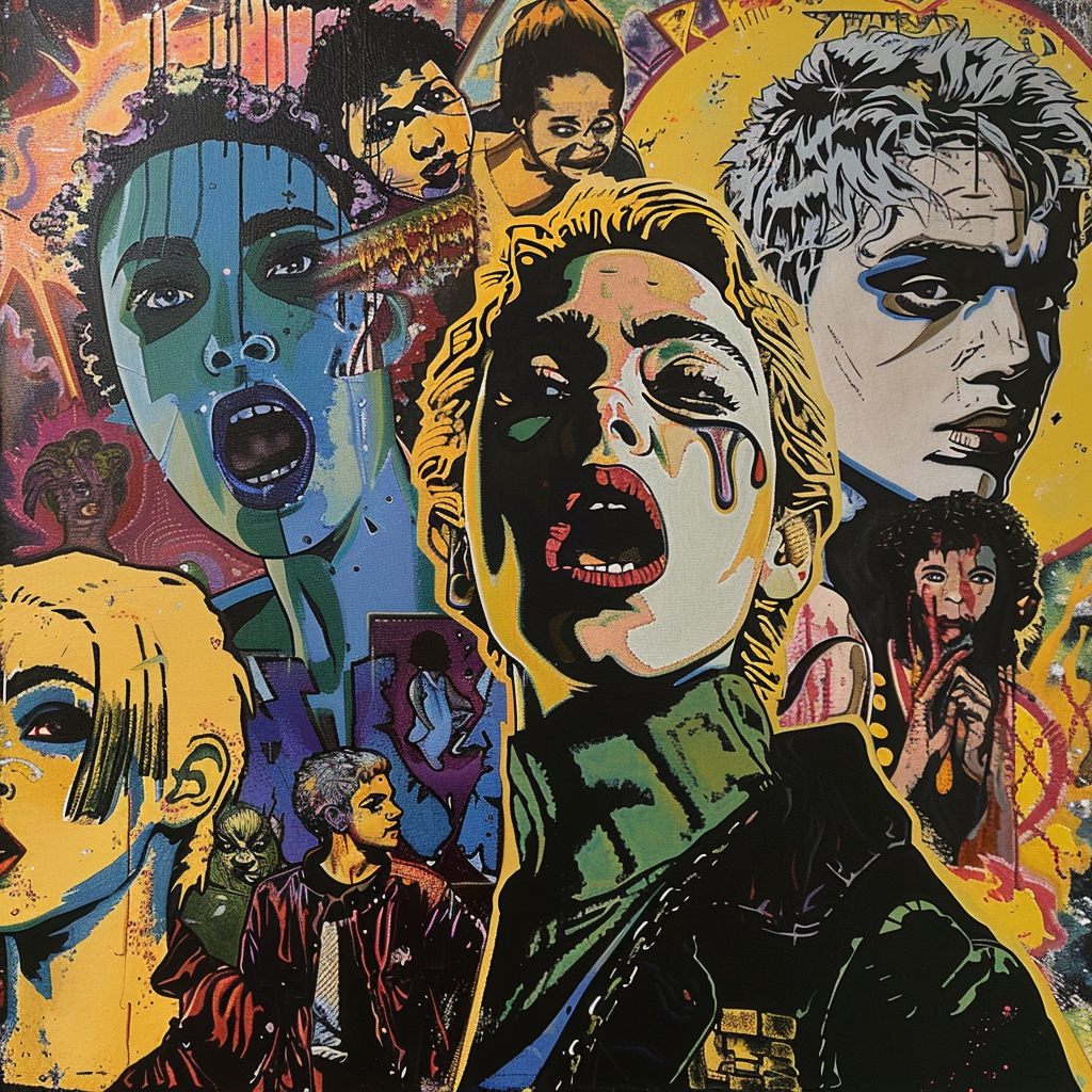 15 Easy Y2K Painting Ideas That Wow: Get Creative 11 Inspired by my favorite TV show of the time, Buffy The Vampire Slayer this painting uses the bright colors found all over during y2k merged with pop tv icons like the characters from the show.