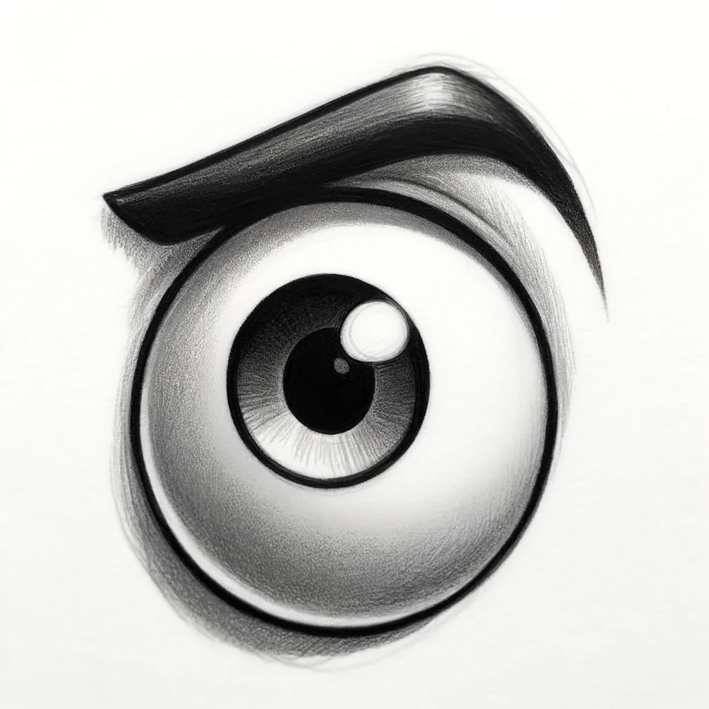 27 Cool Drawing Ideas of Eyes: From Realistic to Anime 16 a cartoon eye drawing with Simple, exaggerated features, often large and expressive. Suitable for various cartoon styles.