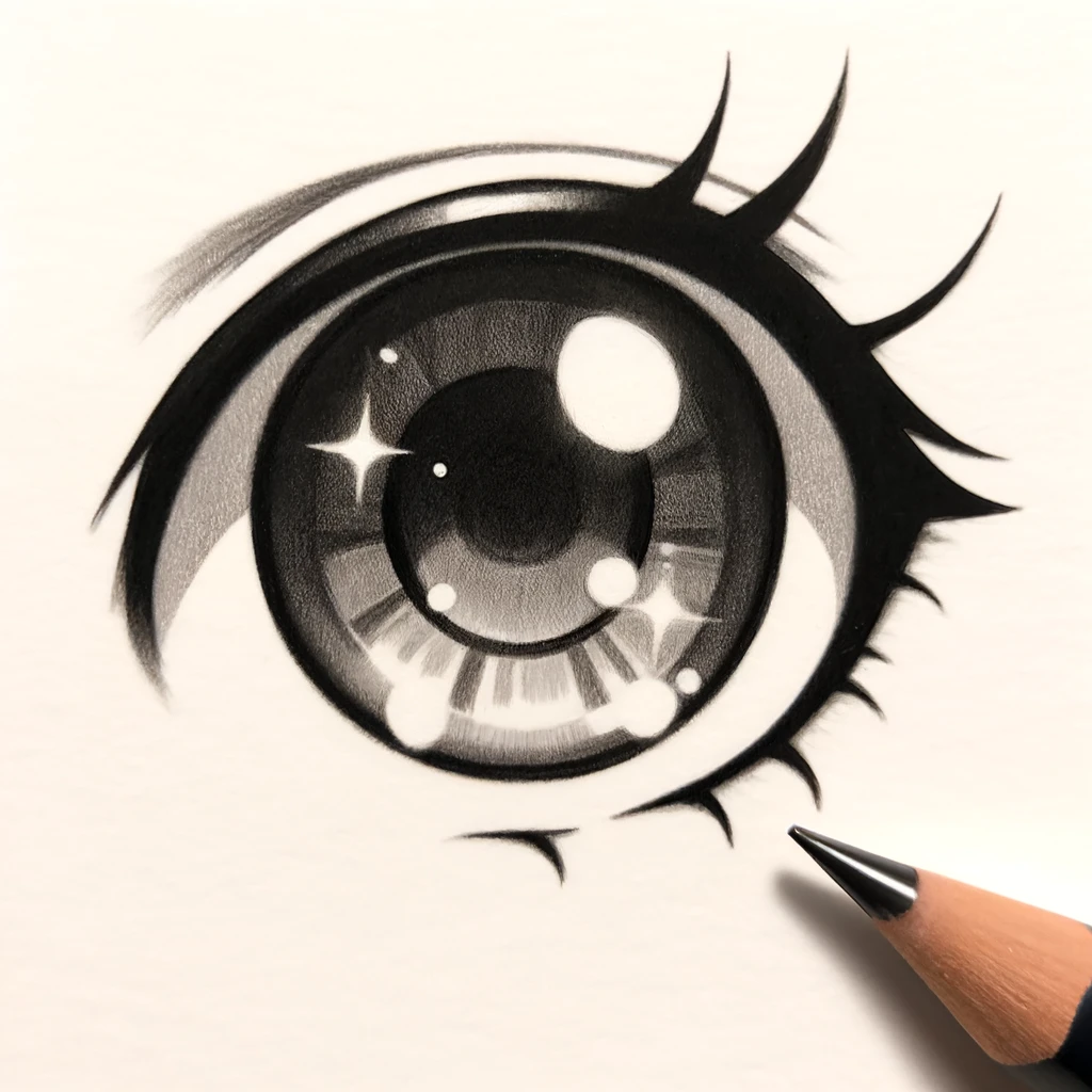 27 Cool Drawing Ideas of Eyes: From Realistic to Anime 21 a chibi style eye drawing with Extremely large and sparkly, minimal detail. Perfect for chibi-style characters.