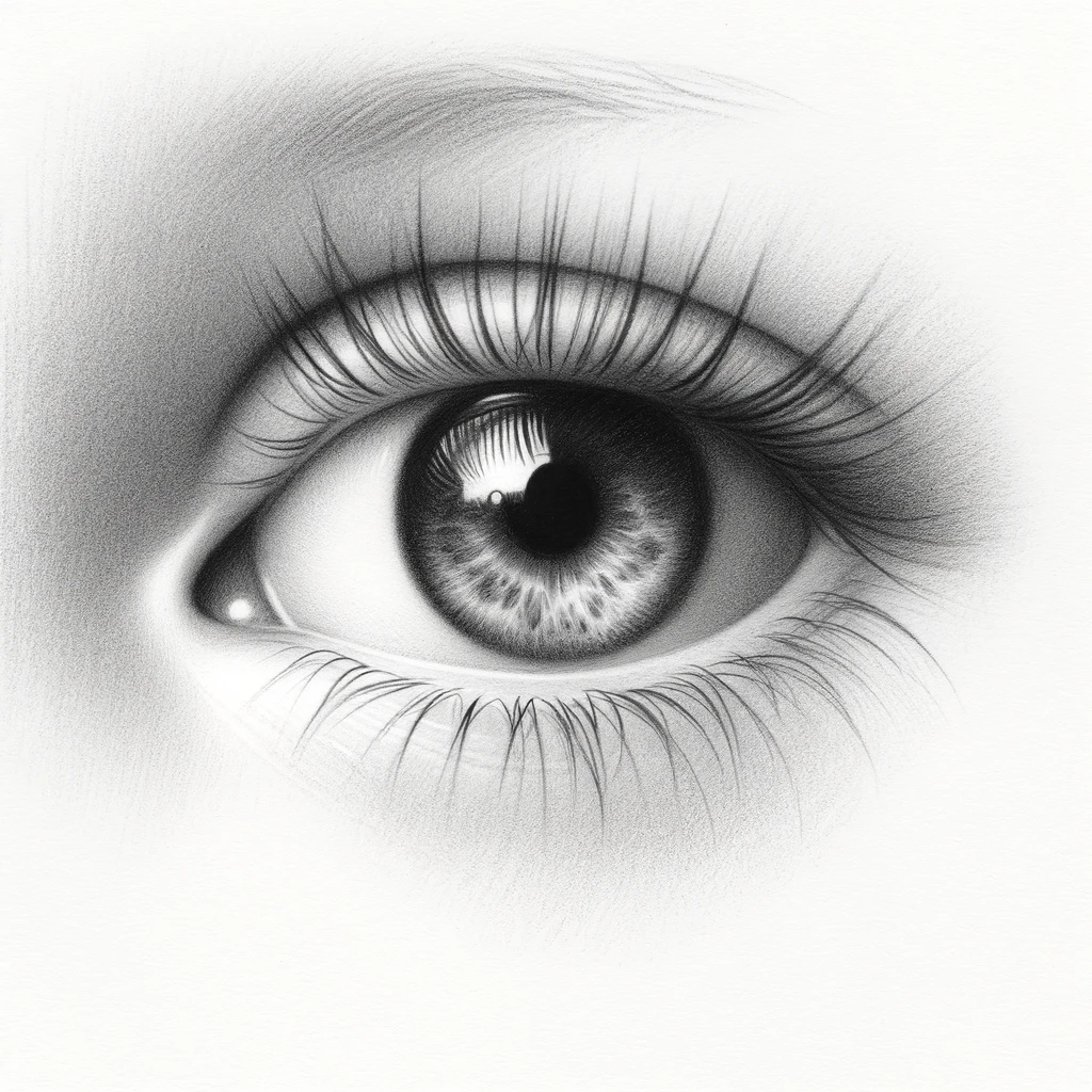 27 Cool Drawing Ideas of Eyes: From Realistic to Anime 10 drawing of a child's eye with Wide, innocent, with sparse lashes. Best for children’s book illustrations.