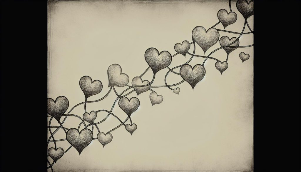 Easy Love Drawing Ideas: From Hearts to Romantic Arts 4 drawing of connected hearts on a vine
