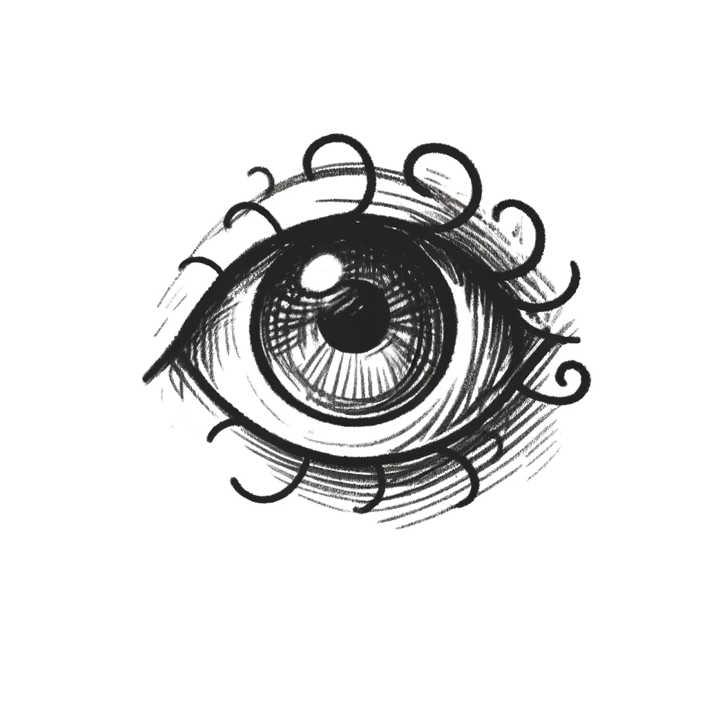 27 Cool Drawing Ideas of Eyes: From Realistic to Anime 22 doodle eye drawing with Simple, scribbly, often part of a casual sketch. Ideal for casual or playful art.