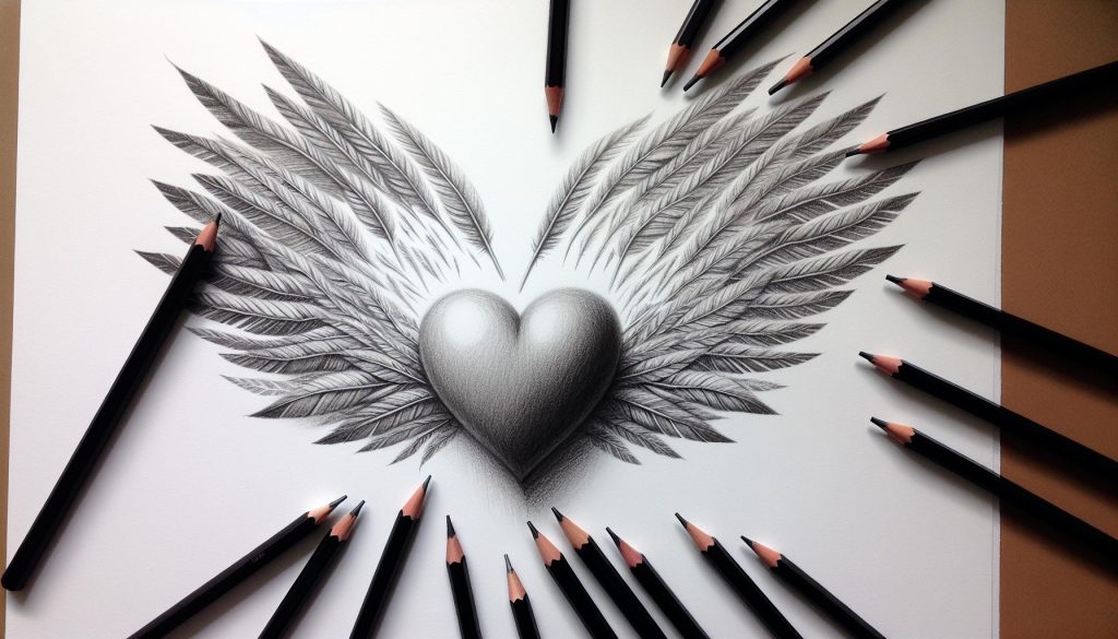 Easy Love Drawing Ideas: From Hearts to Romantic Arts 14 drawing of a heart with wings