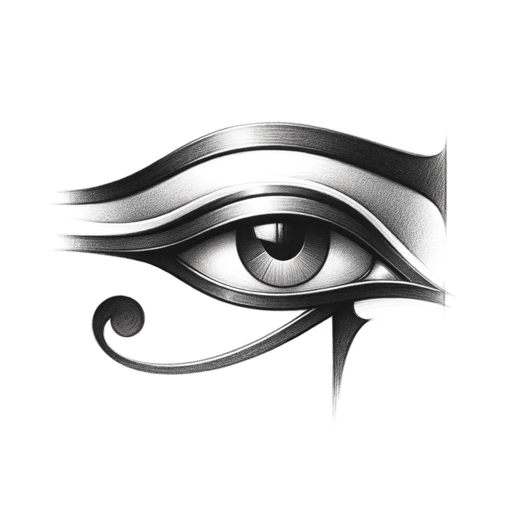 27 Cool Drawing Ideas of Eyes: From Realistic to Anime 6 drawing of an egyptian eye with Bold, lined, with a distinctive shape echoing historical makeup styles. Ideal for historical or themed illustrations.