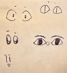 27 Cool Drawing Ideas of Eyes: From Realistic to Anime 1 basic cartoon eye drawings by my daughter