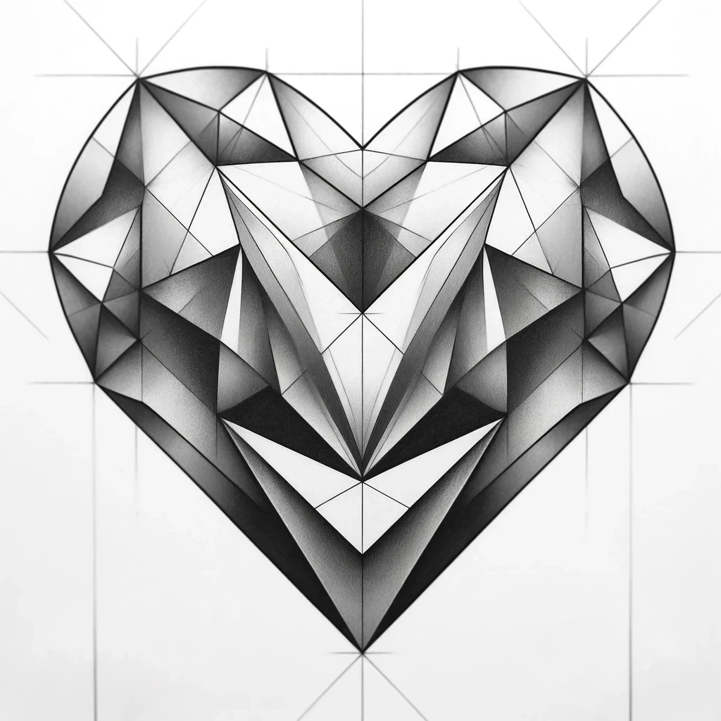 Easy Love Drawing Ideas: From Hearts to Romantic Arts 6 geometric heart drawing