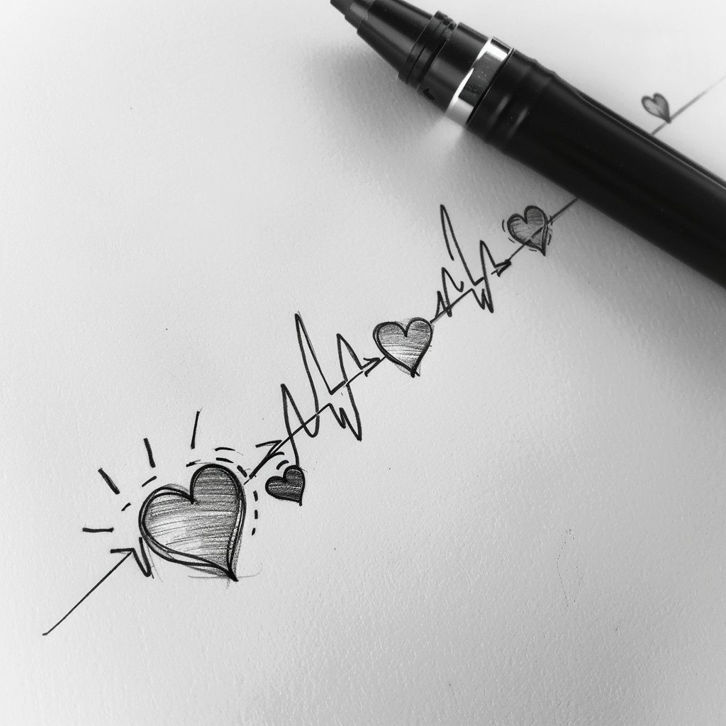 Easy Love Drawing Ideas: From Hearts to Romantic Arts 5 heartbeat line art