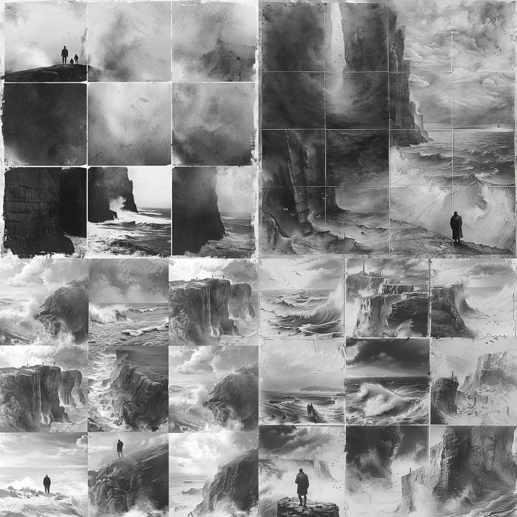 Over 500 Drawing Ideas & Inspiration To Unlock Your Dark Art 20 Lonely figures standing at the edges of cliffs, overlooking stormy seas.