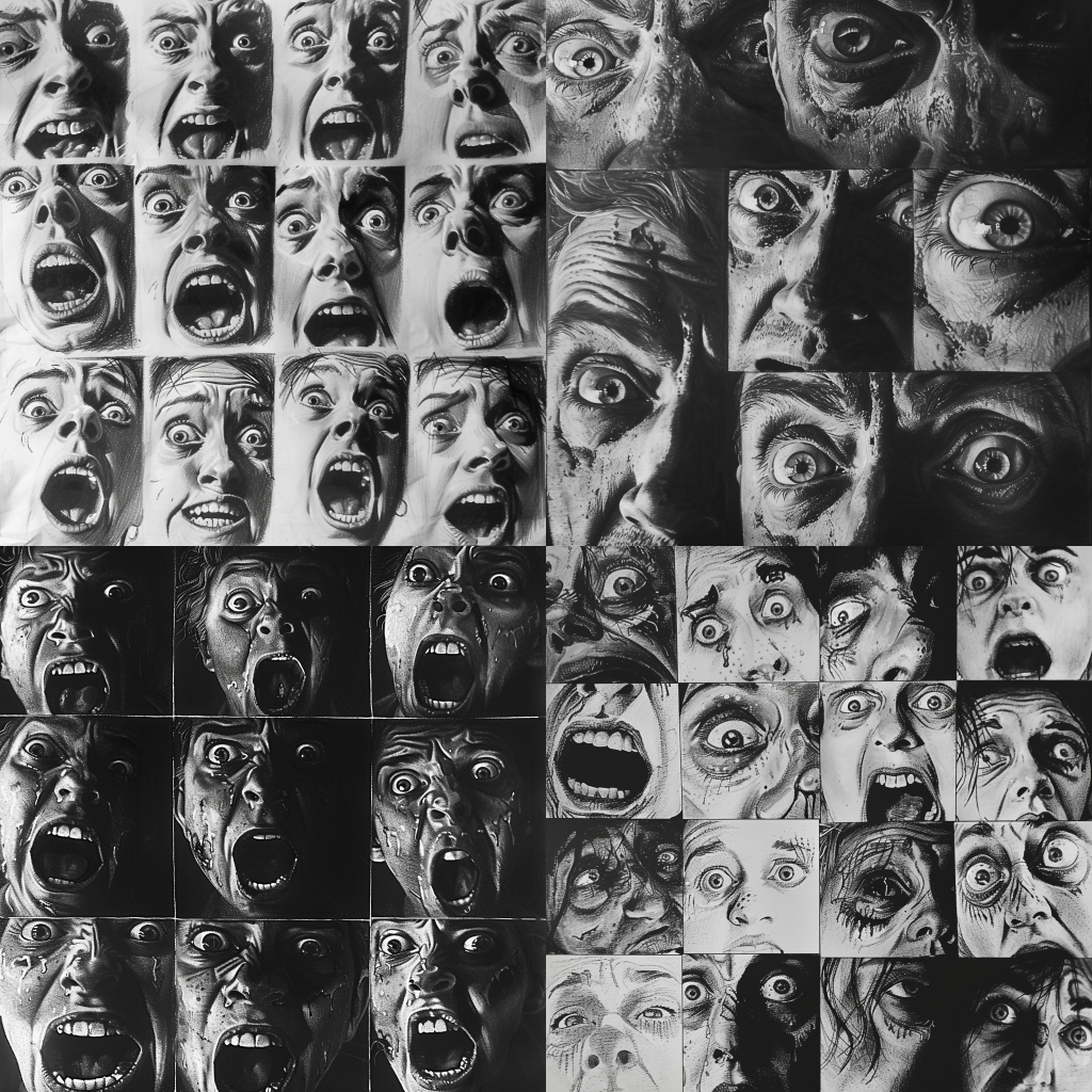 Over 500 Drawing Ideas & Inspiration To Unlock Your Dark Art 21 Close-up expressions of pure fear, with shadows encroaching.