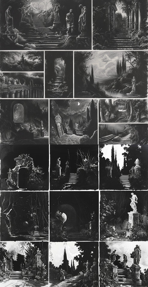 Over 500 Drawing Ideas & Inspiration To Unlock Your Dark Art 3 Dark, overgrown gardens at midnight, with statues that seem to move.