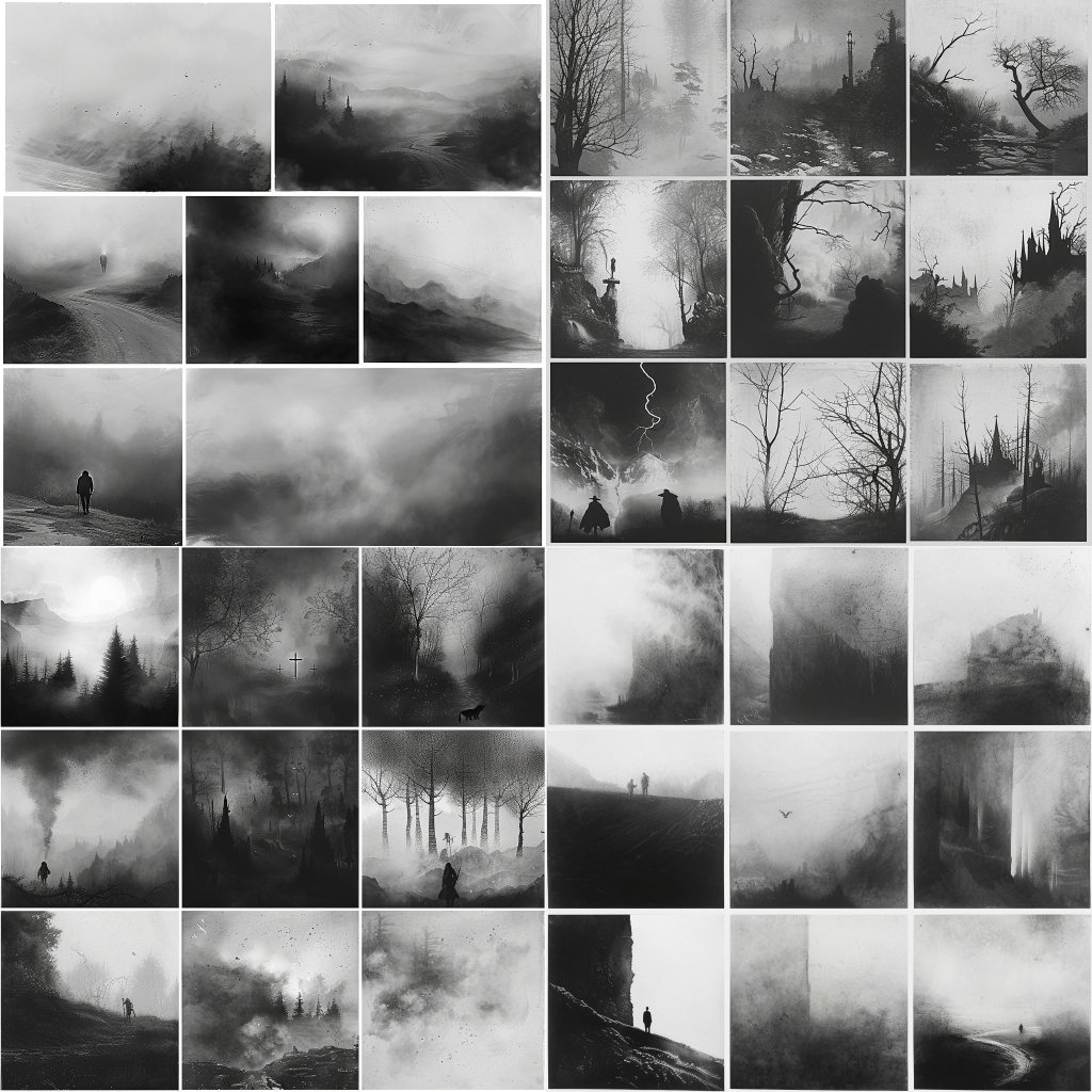 Over 500 Drawing Ideas & Inspiration To Unlock Your Dark Art 25 Foggy landscapes with partially hidden, mysterious figures.