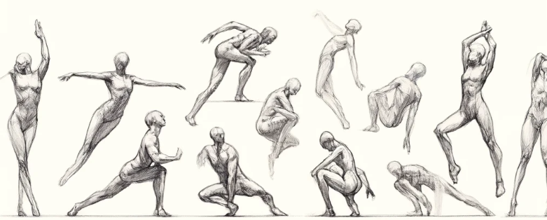 Master Dynamic Poses: Group Drawing Base Tips and References 6 dynamic poses