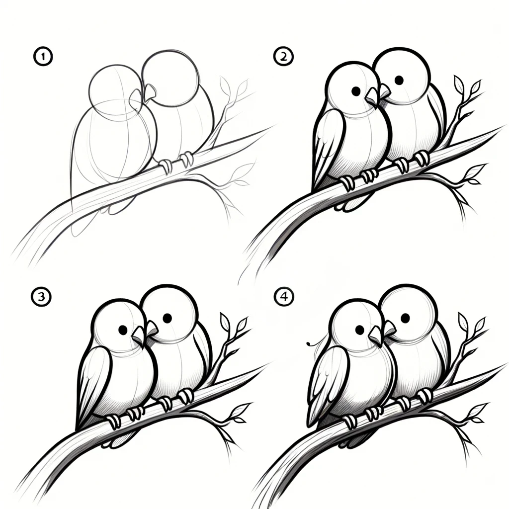 Easy Love Drawing Ideas: From Hearts to Romantic Arts 2 how to draw love birds on a branch