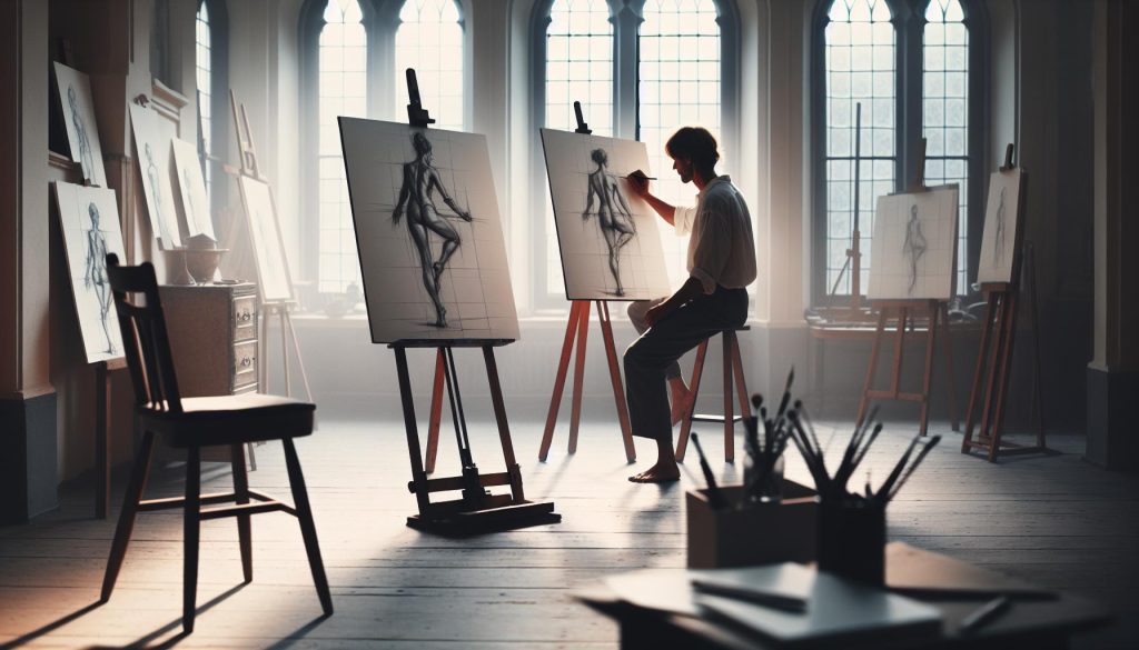 Best Life Drawing Poses: Techniques & Figure Reference Poses 25 man sitting at a life drawing class