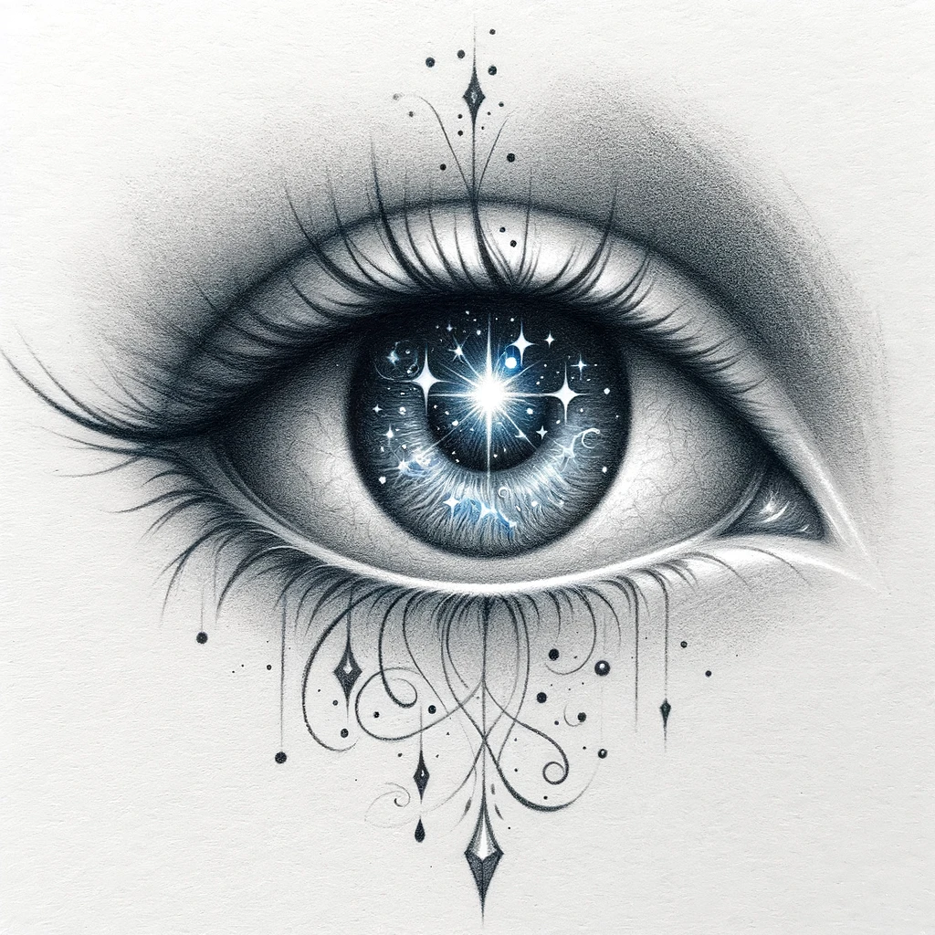 27 Cool Drawing Ideas of Eyes: From Realistic to Anime 12 drawing of a mystical eye incorporating fantasy elements, like starry irises. Fits magical or fantasy artwork.